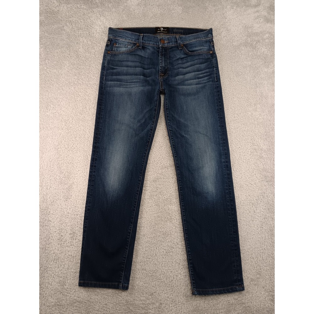 7 For All Mankind Jeans Men 34x30 Blue Slimmy Luxe Performance Straight Denim